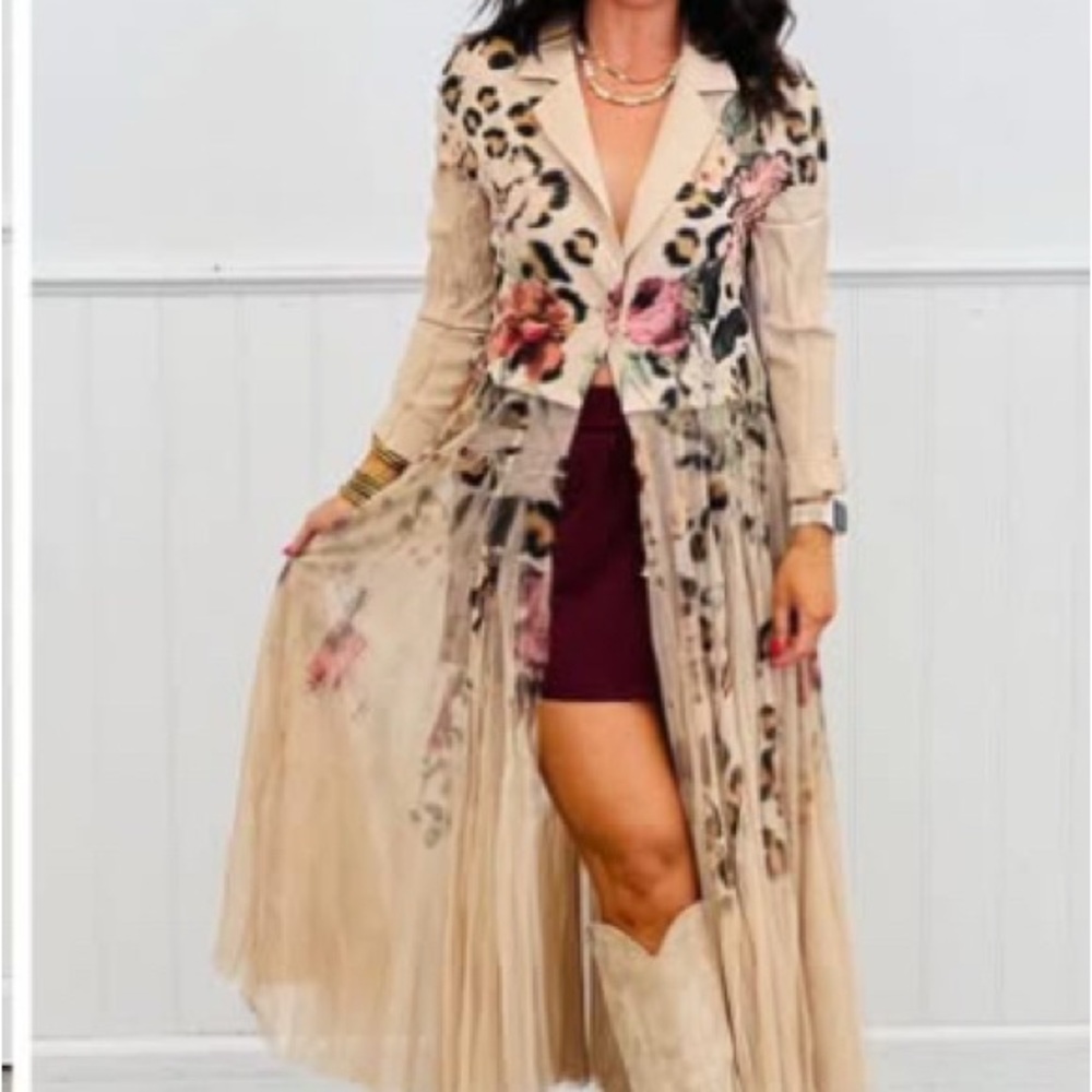 Origami brand floral animal print with long TULLE skirt GORGEOUS western boho - Picture 8 of 8